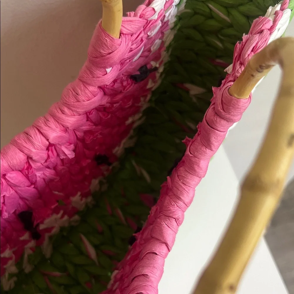 Pink and Green Woven Tote Bag - Picture 5 of 10